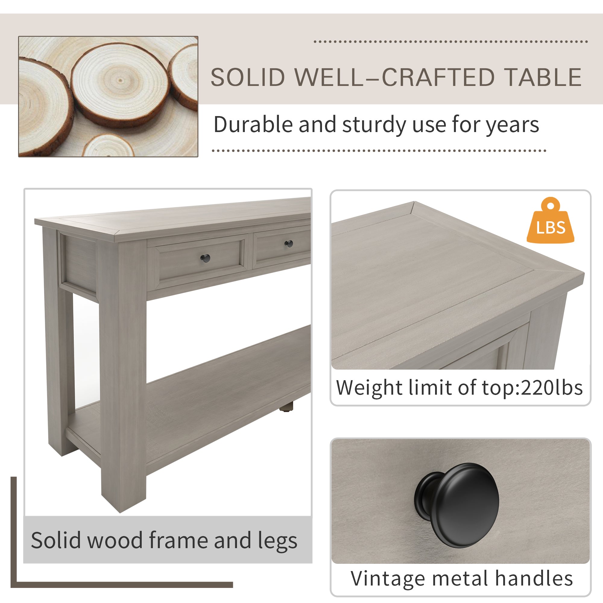 Console table with bottom shelf