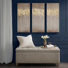 Sandy Forest Gold & Purple Foil Abstract 3-piece Canvas Wall Art Set