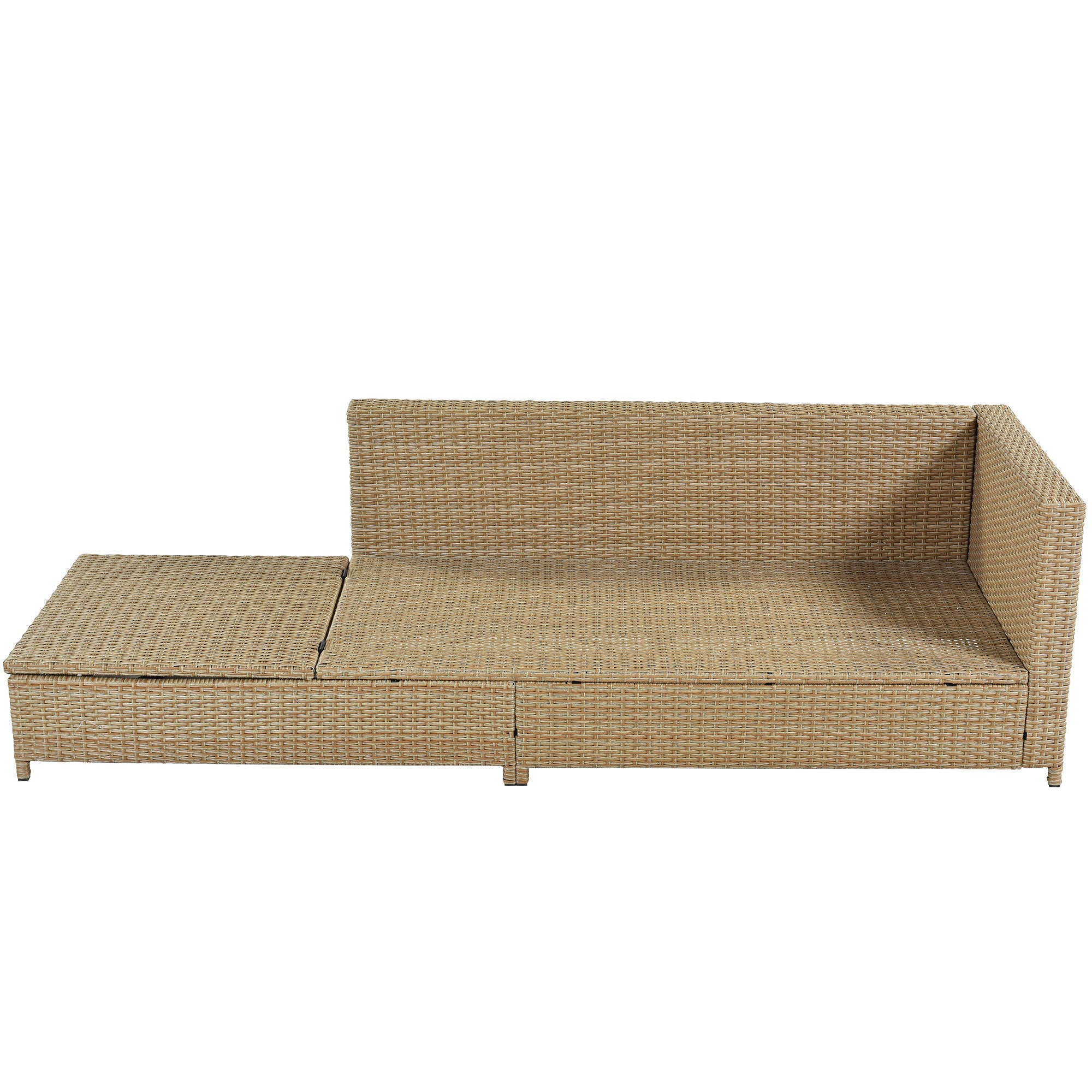 Patio 3-Piece Rattan Sofa Set All Weather - Natural Brown+ Beige Cushion