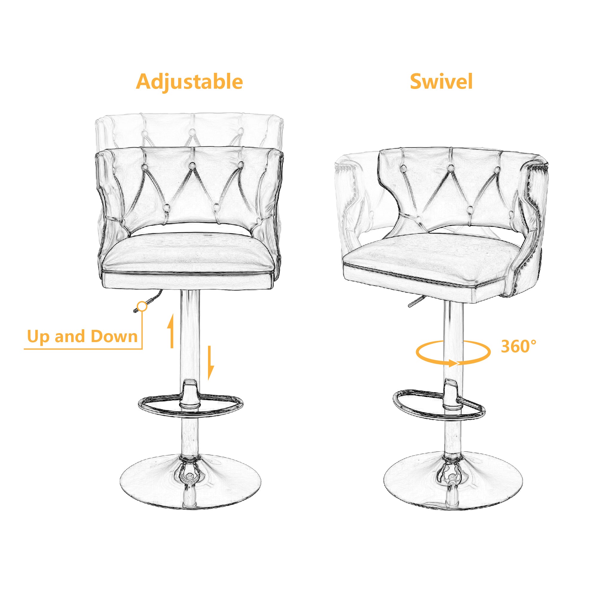 Bar Stools With Back and Footrest Counter Height Dining Chairs (Set of 2) - Velvet Blue