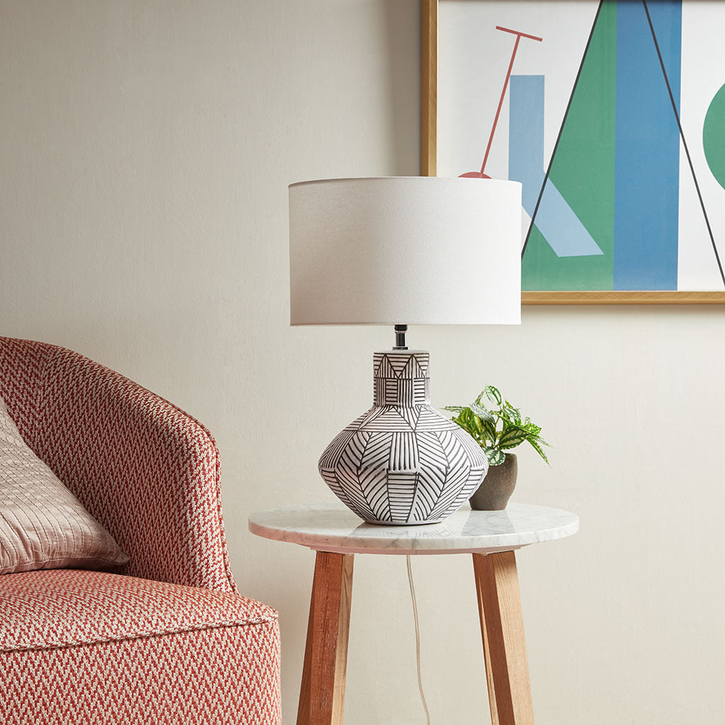 Agape Boho Ceramic Table Lamp - White