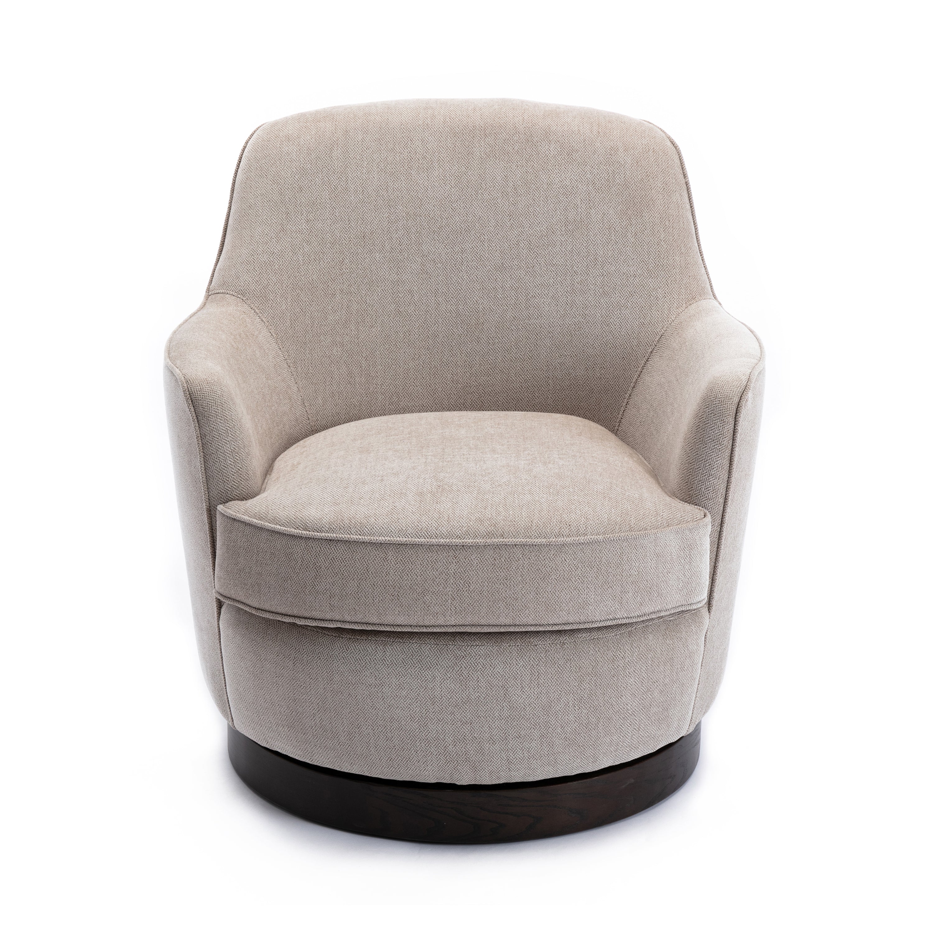 Oatmeal Wood Base Swivel Chair - Natural