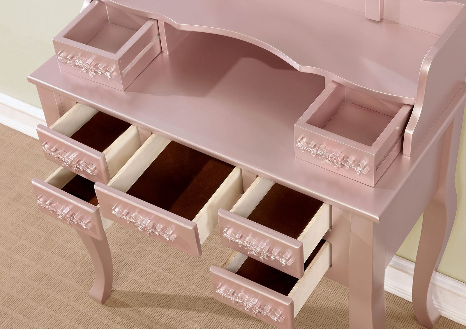 Rose Gold Princess Vanity w/ Stool