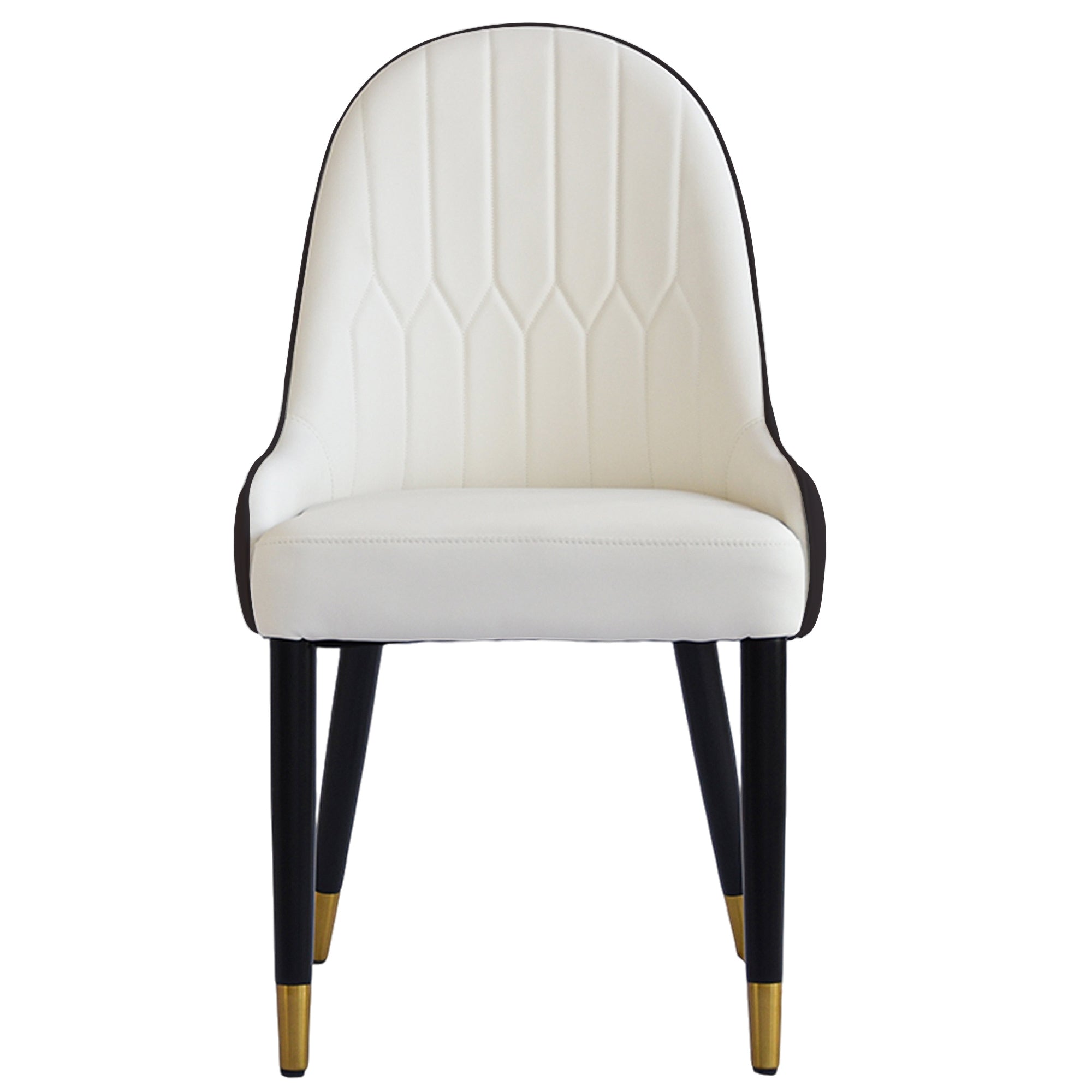 Modern Solid Wood Metal Legs Dining Chairs (Set of 2) - White and Black
