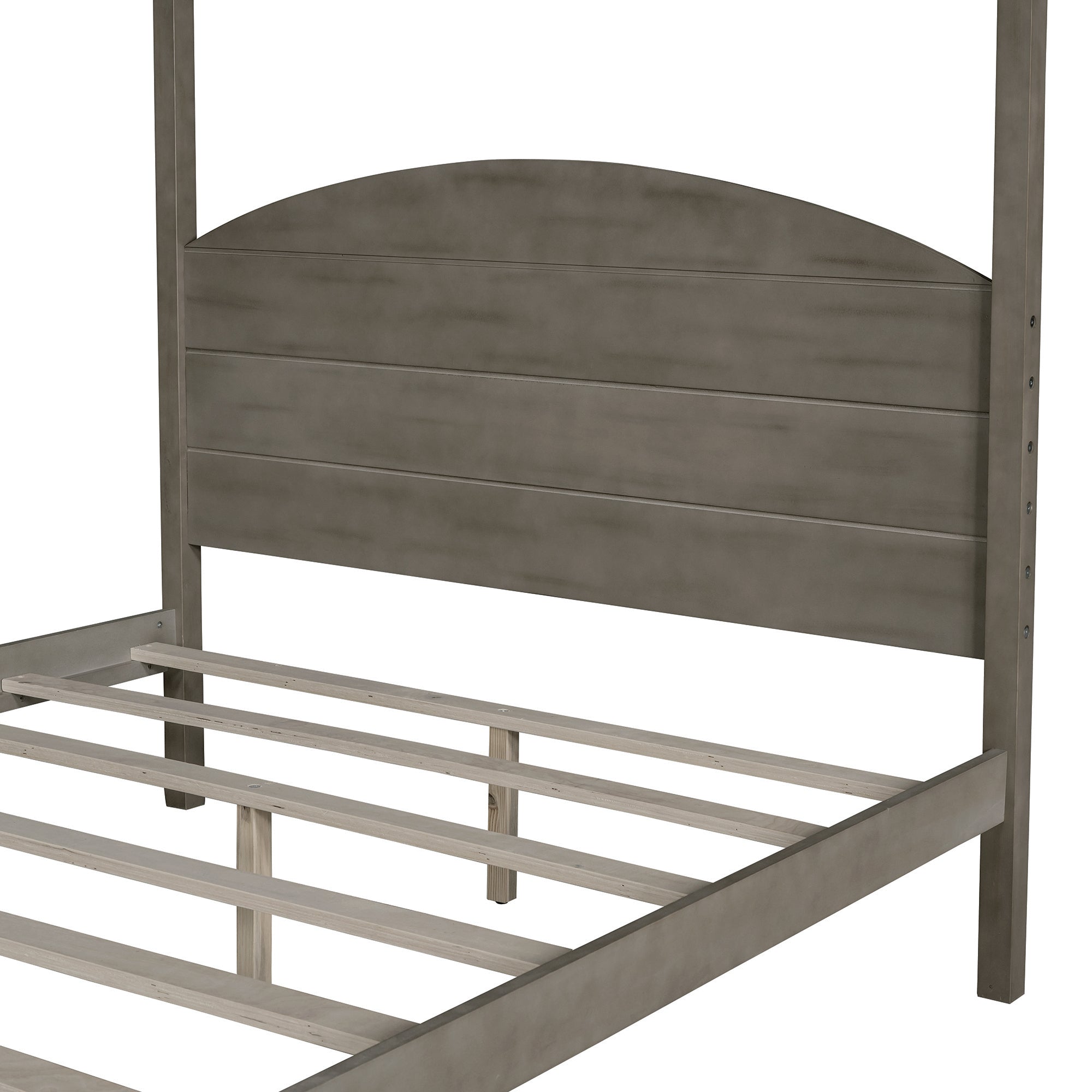 Full Size Canopy Platform Bed - Brown Wash