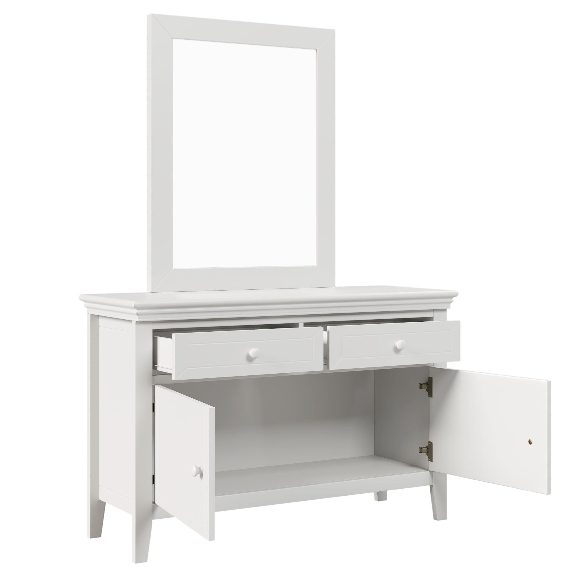 Traditional Concise Style White Solid Wood Dresser