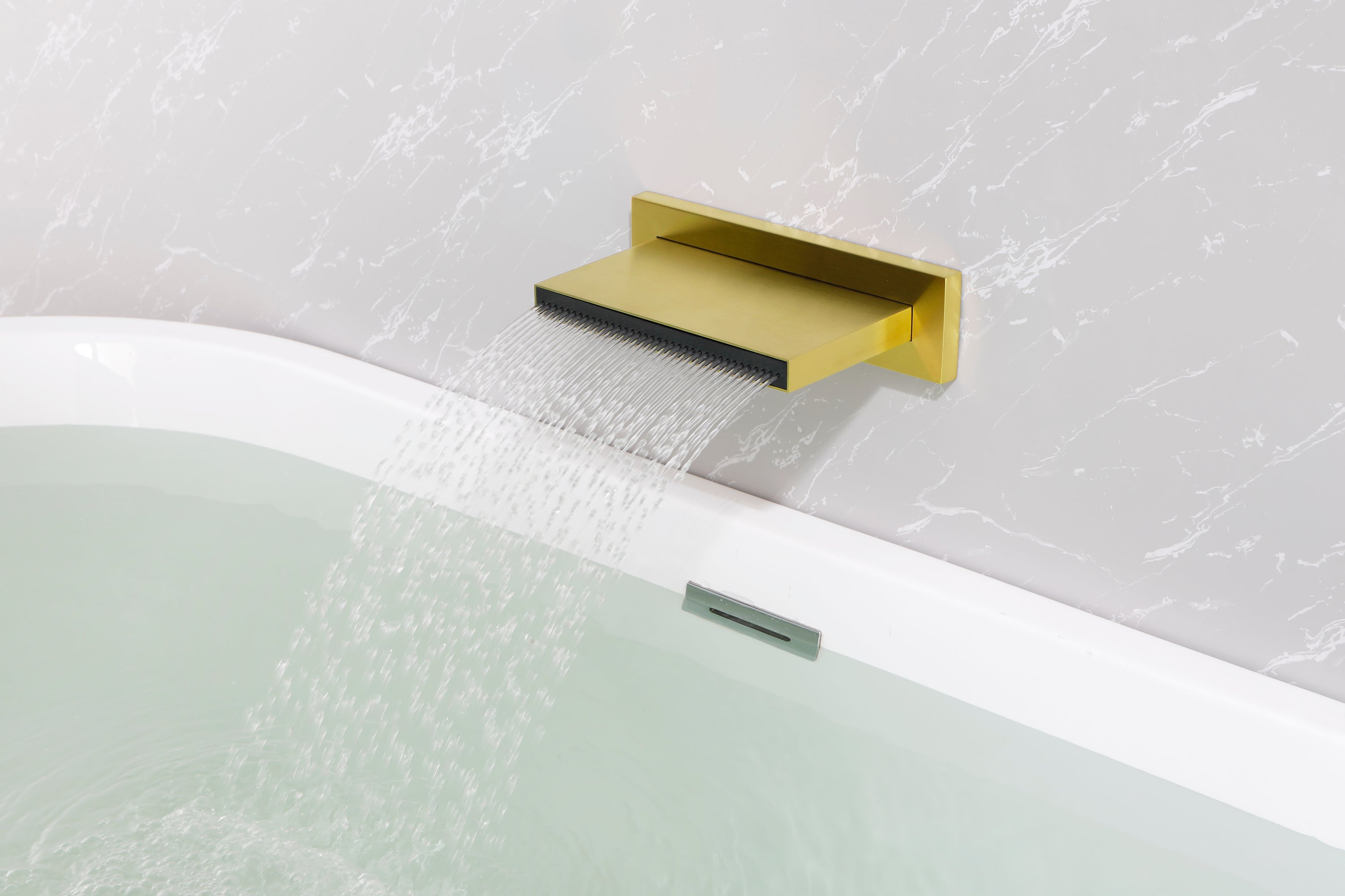 Shower Waterfall Tub Faucet Wall Mount Tub Filler Spout For Bathroom sink High Flow Cascade Waterfall - Gold