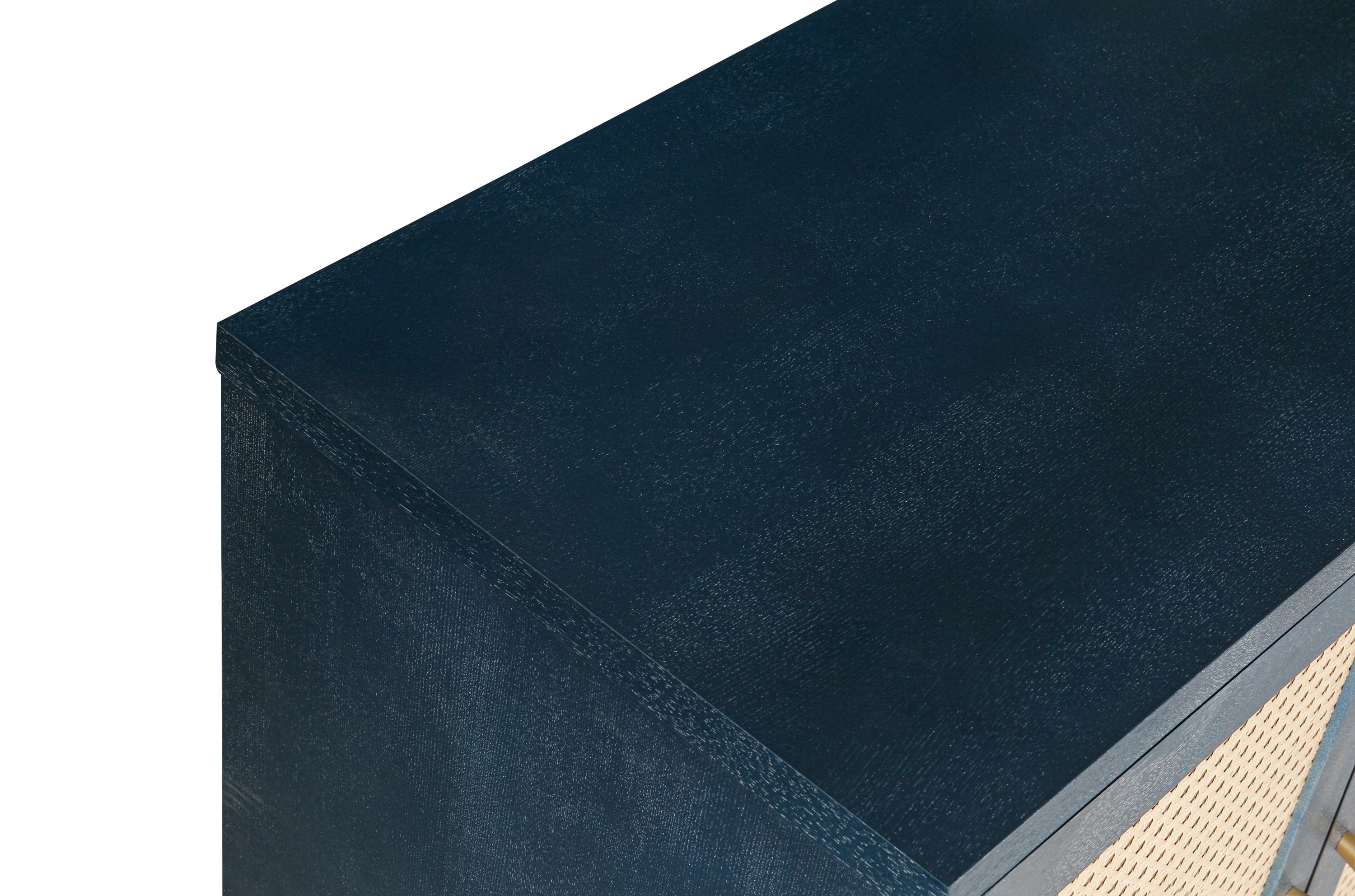 Softly Lacquer Finishes Accent Storage Cabinet Sideboard Wooden Cabinet with Antique Deep Blue 4Doors