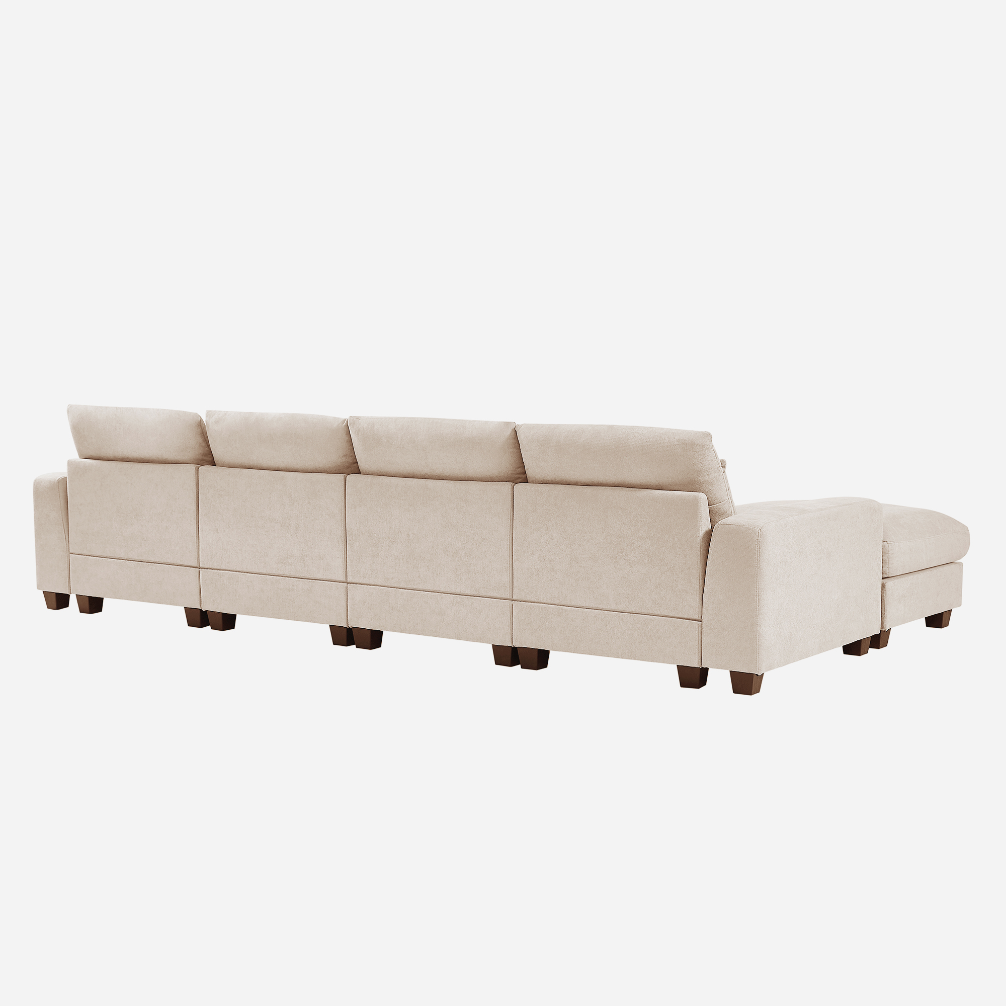 Modern Large L-Shape Feather Filled Sectional Sofa,  Convertible Sofa Couch with Reversible Chaise - Beige