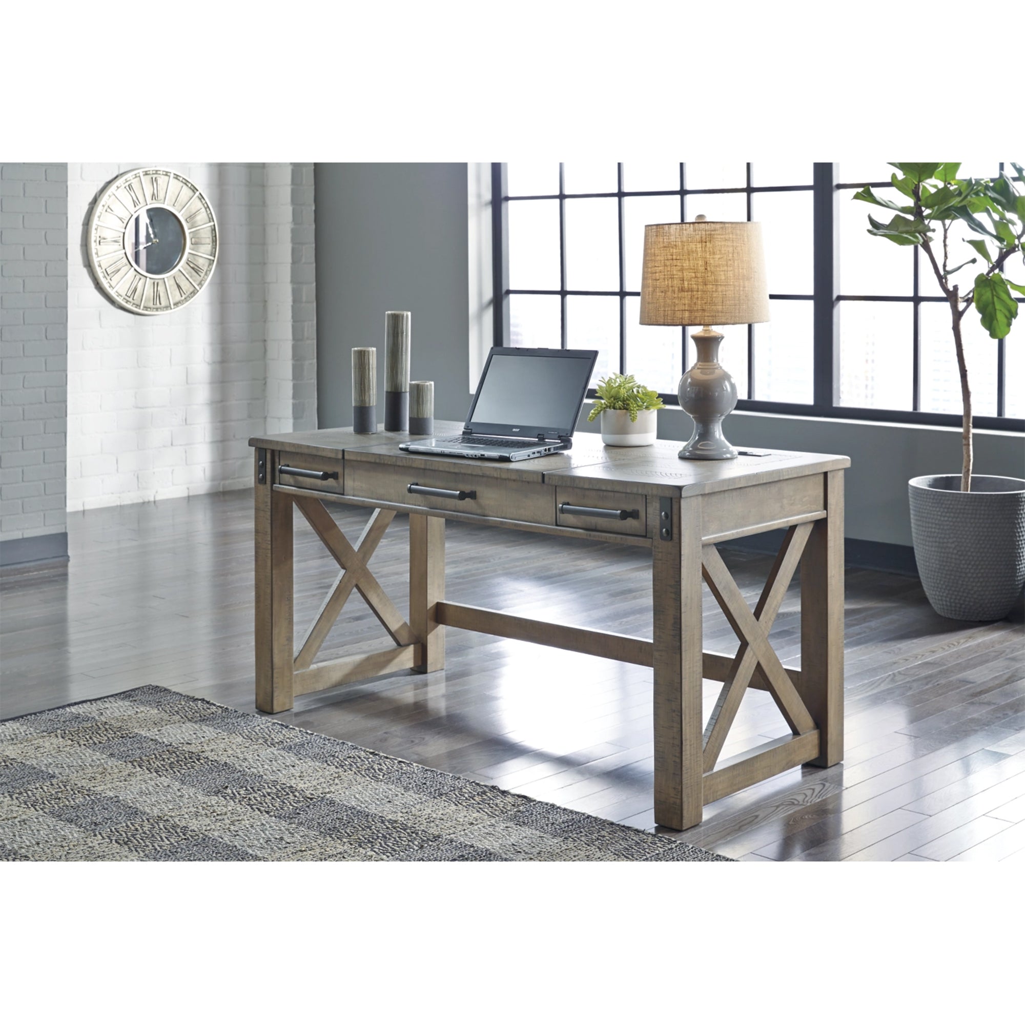 Rustic Home Office Lift Top Desk - Gray