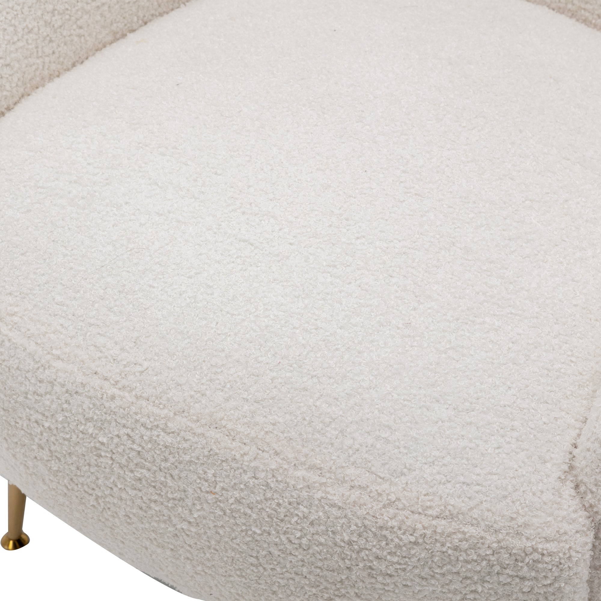 Modern Teddy Short Plush Comfy Armchair with Ottoman - White