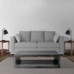 58" Cube Shape Wooden Coffee Table with Open Bottom Shelf - Charcoal Gray