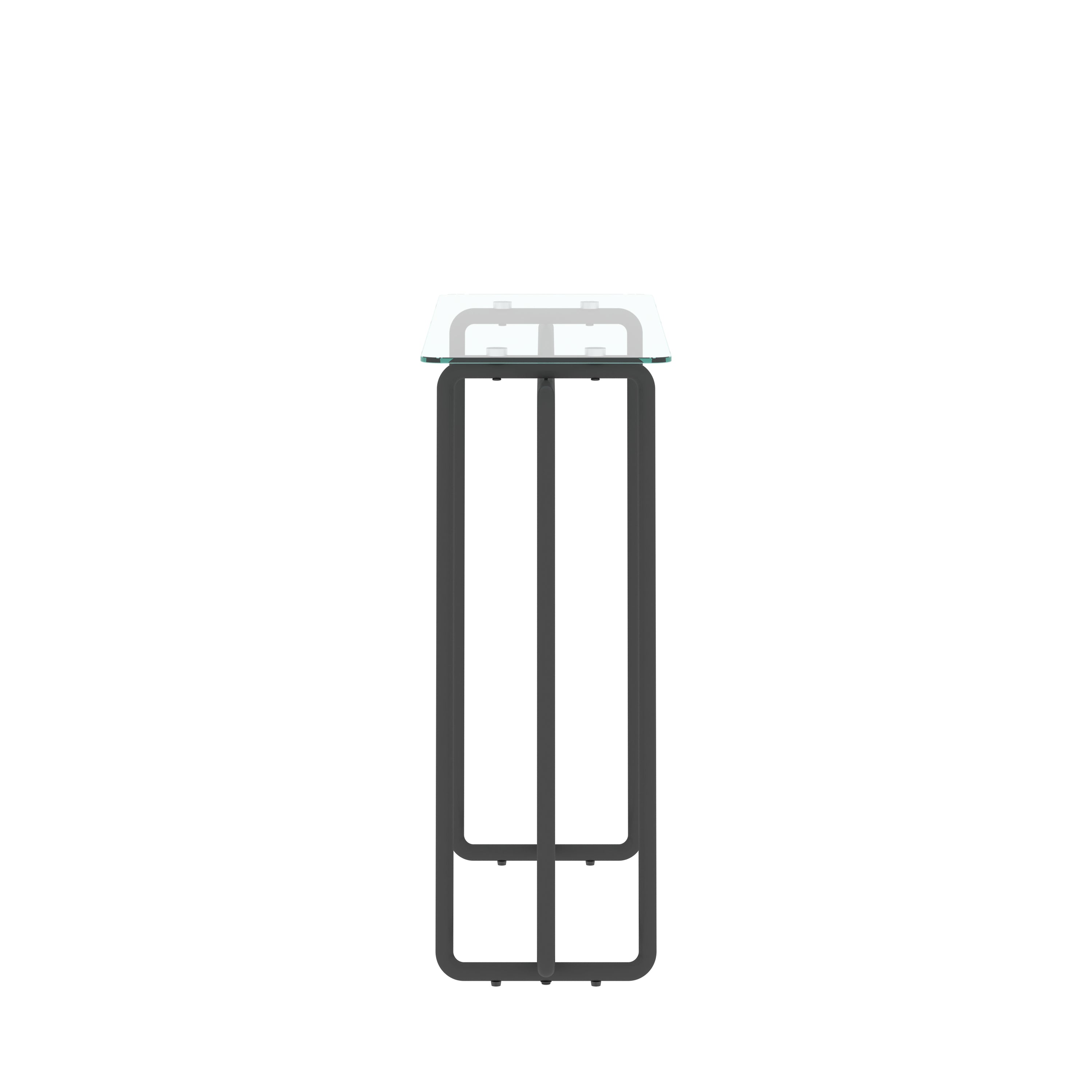 Console Table Single Layer Tempered Glass Rectangular Porch Table Black Leg -Transparent
