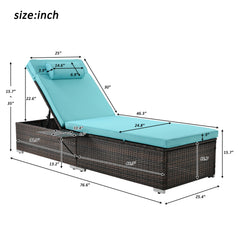 Outdoor PE Wicker Chaise Lounge - 2 Piece patio lounge chair; chaise lounge; lazy boy recliner;outdoor lounge chairs set of 2 beach chairs; recliner chair with side table  (Same as W213S00038)