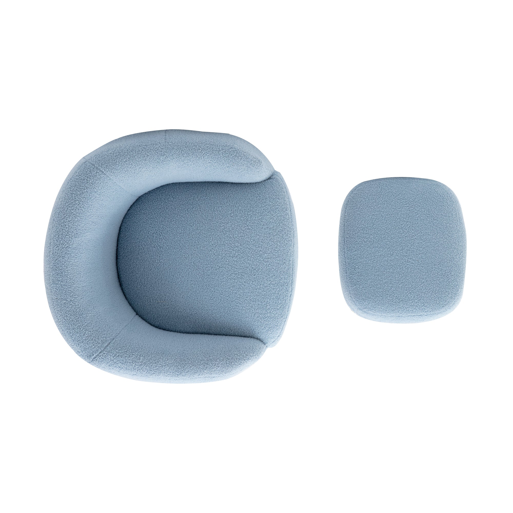 Modern Comfy Leisure Accent Chair, Teddy Short Plush Particle Velvet Armchair with Ottoman - Light Blue
