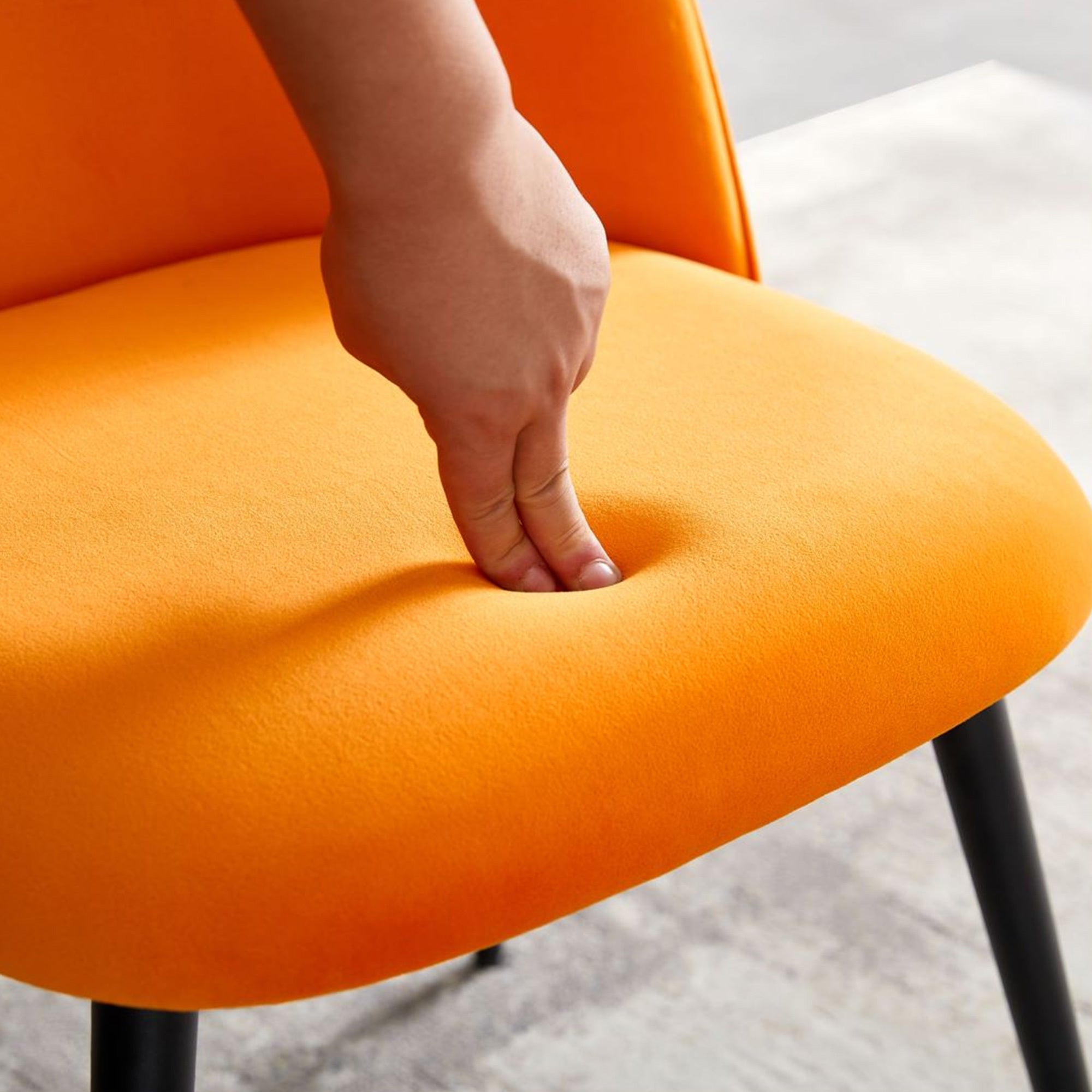 Velvet Dining Chair Metal Black Legs (Set of 4) - Orange