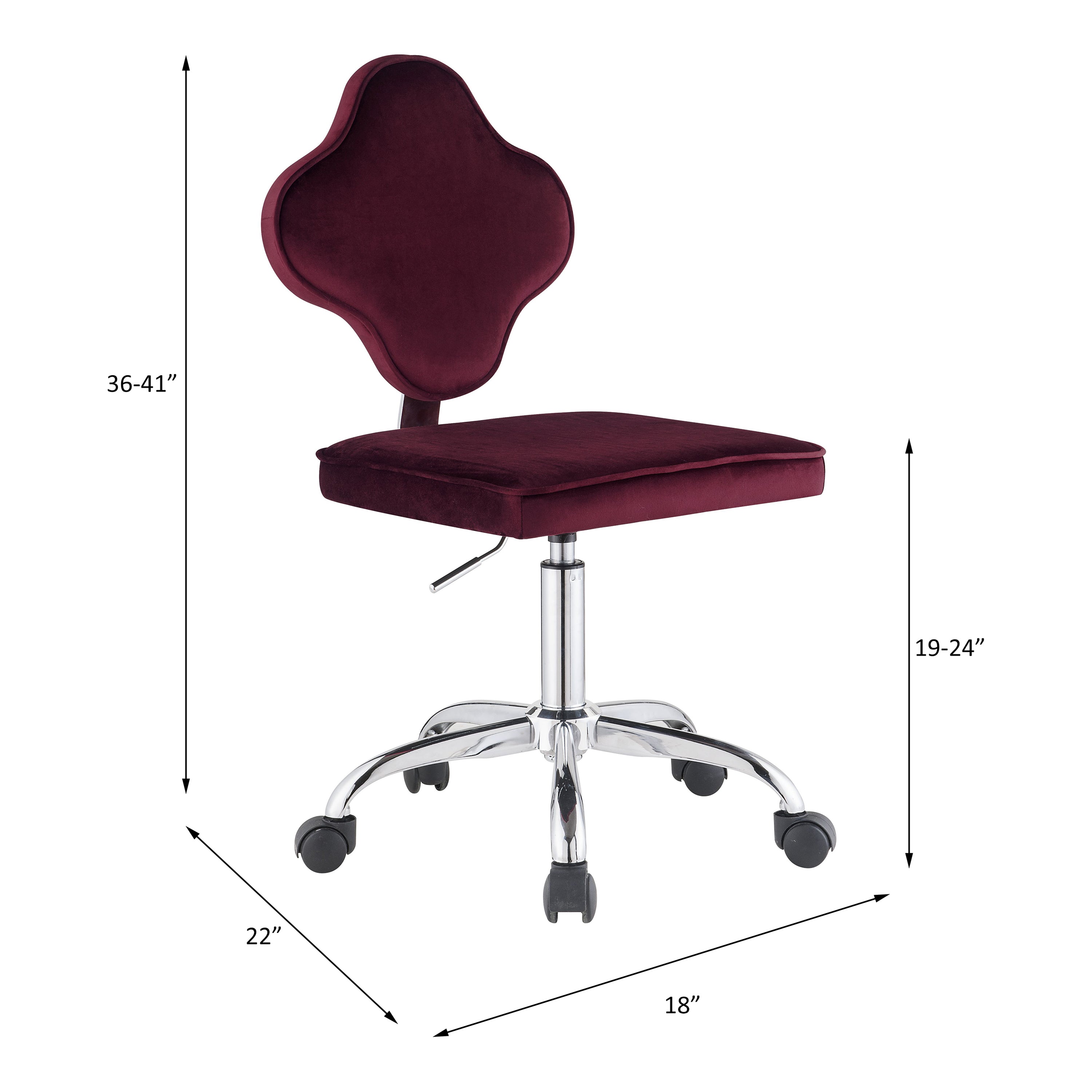 Clover Office Chair, Red Velvet