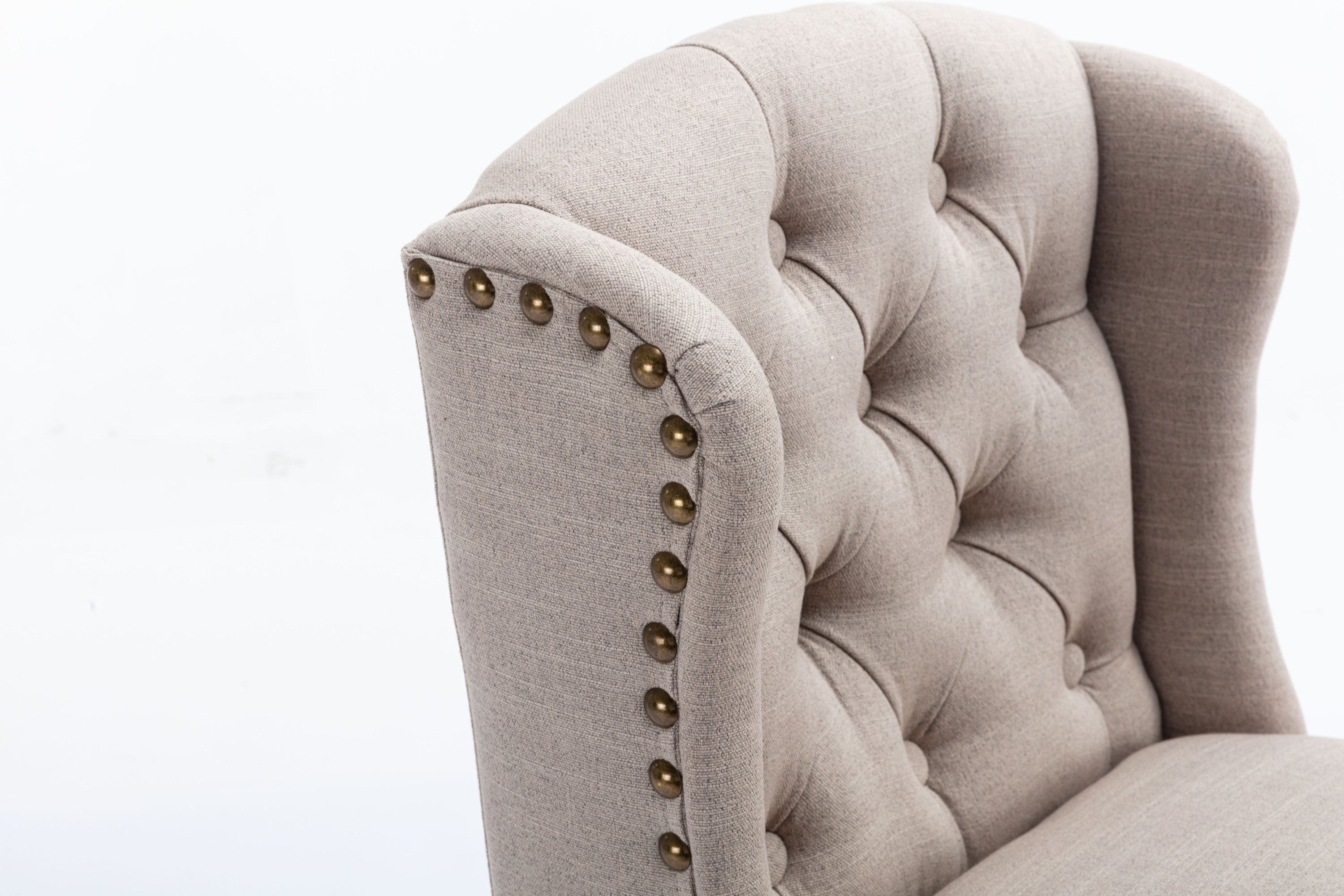 Modern Swivel Bar Stools Chair Adjustable Linen Upholstered Stool with Tufted Wing Back (Set of 2) - Cream