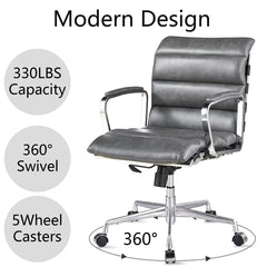 Modern Swivel Office Desk Chair Luxury Executive Boss Ergonomic Computer Chair - Antique Gray