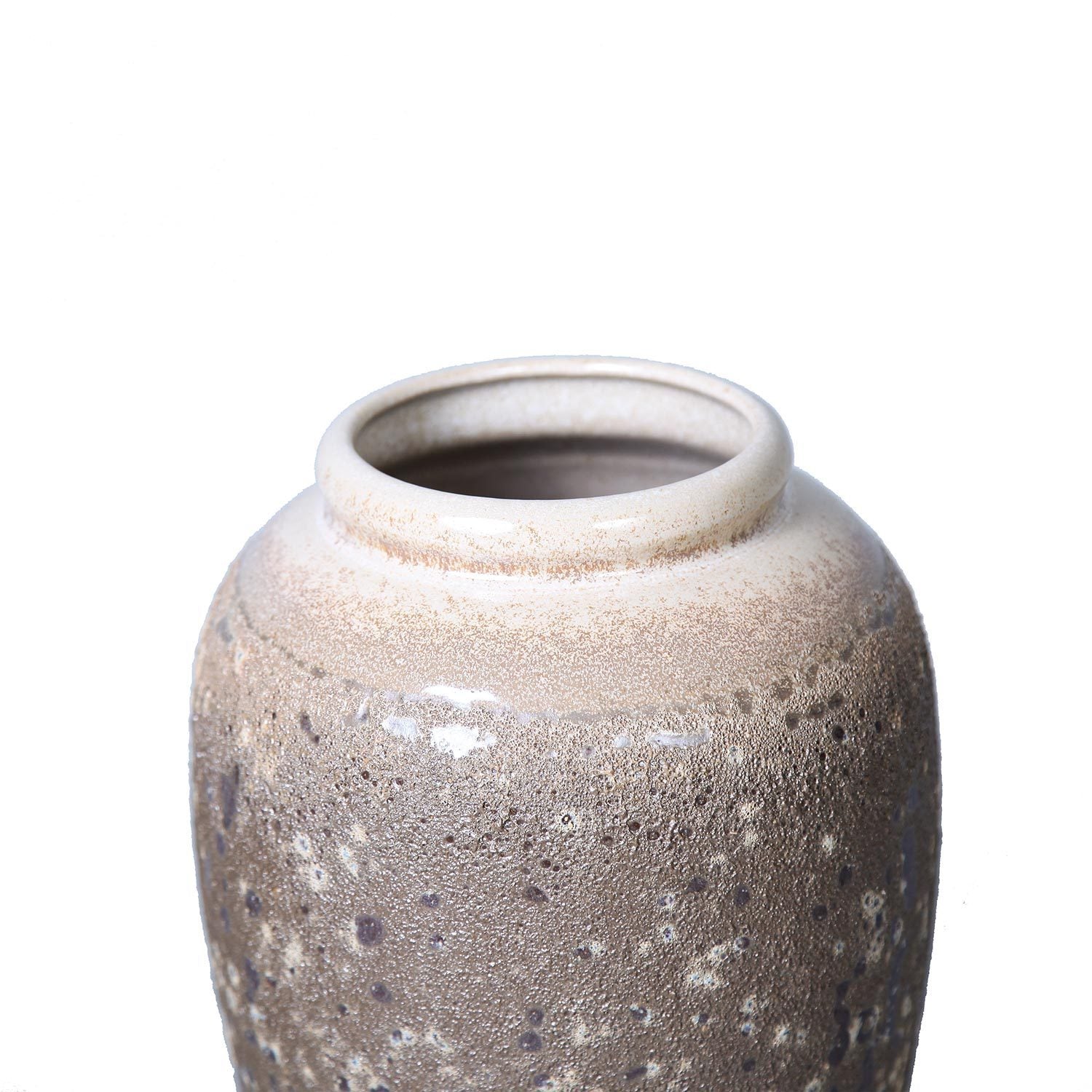 Artisanal Vintage Sand Ceramic Vase  6.5"D x 12"H