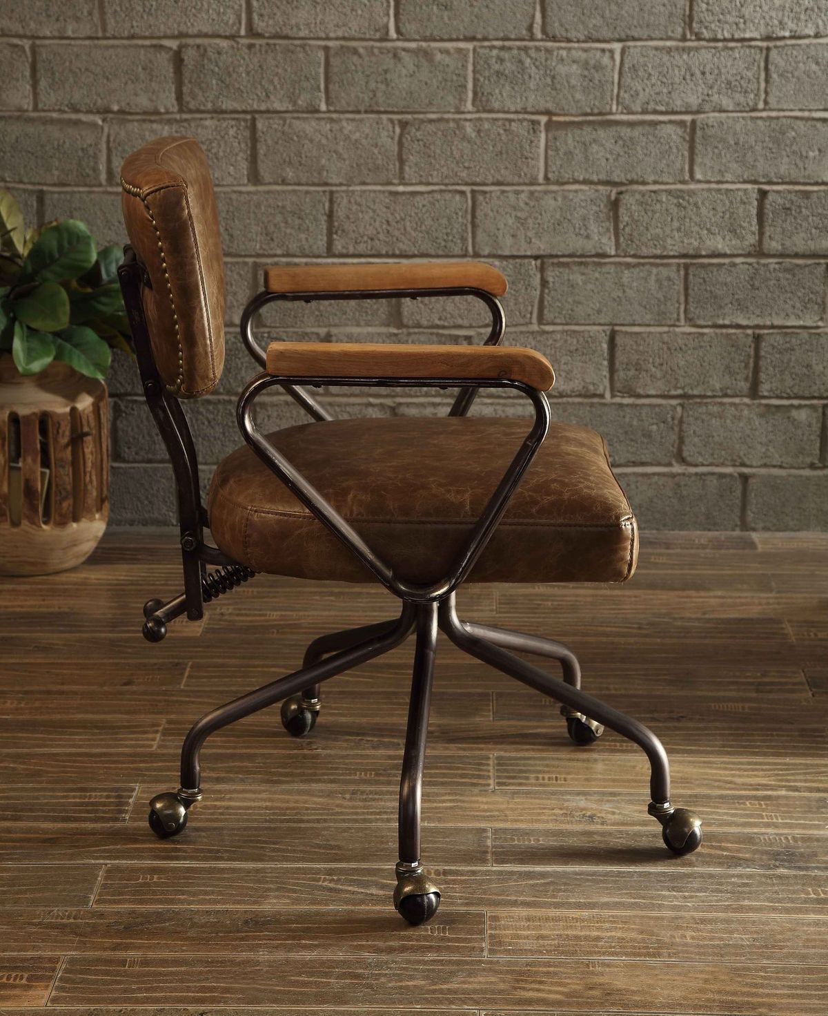 Vintage Office Chair, Top Grain Leather - Whiskey Brown