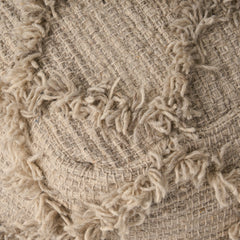 Handcrafted Boho Wool and Cotton Pouf - Gray