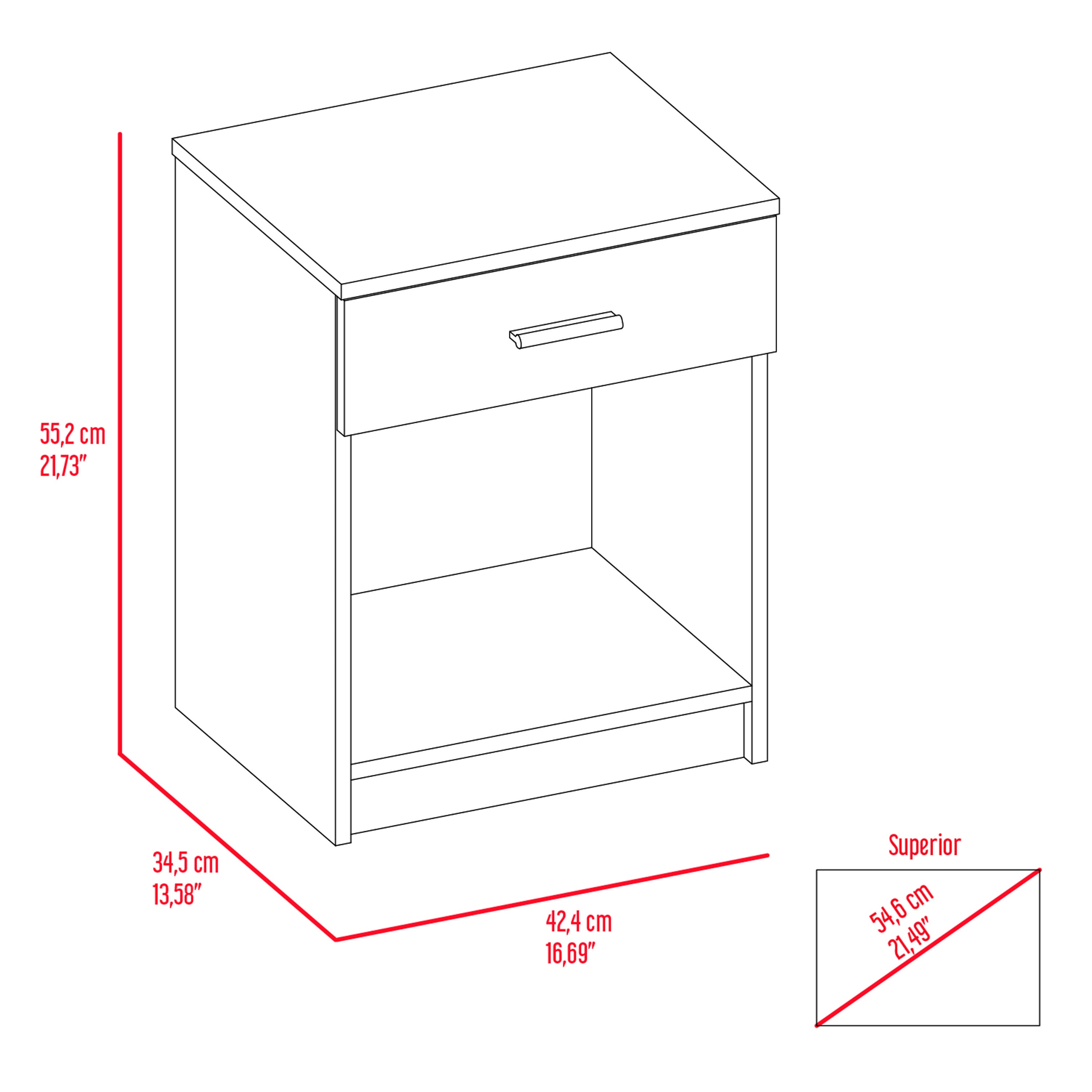 Nightstand 1 Drawer 1 Shelf - Light Grey