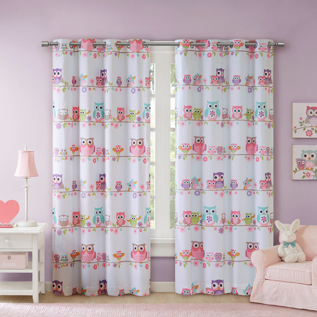 50x84" Owl Printed Blackout Curtain Panel - Multicolor
