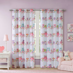 50x84" Owl Printed Blackout Curtain Panel - Multicolor