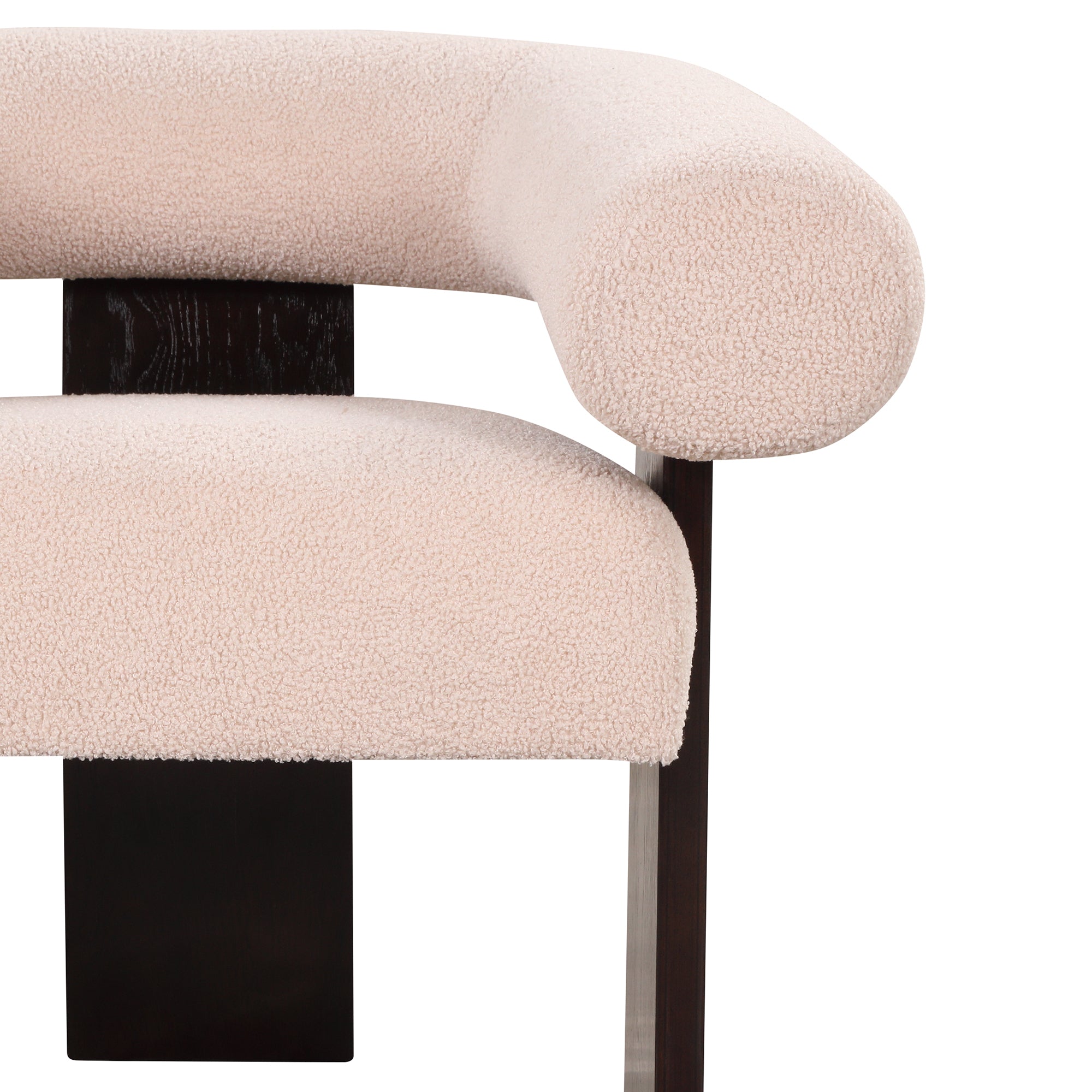 The Curved Wishbone Frame Accent Chair Teddy Velvet - Beige