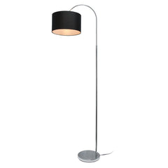 Arched Brushed Nickel Floor Lamp - Black Shade