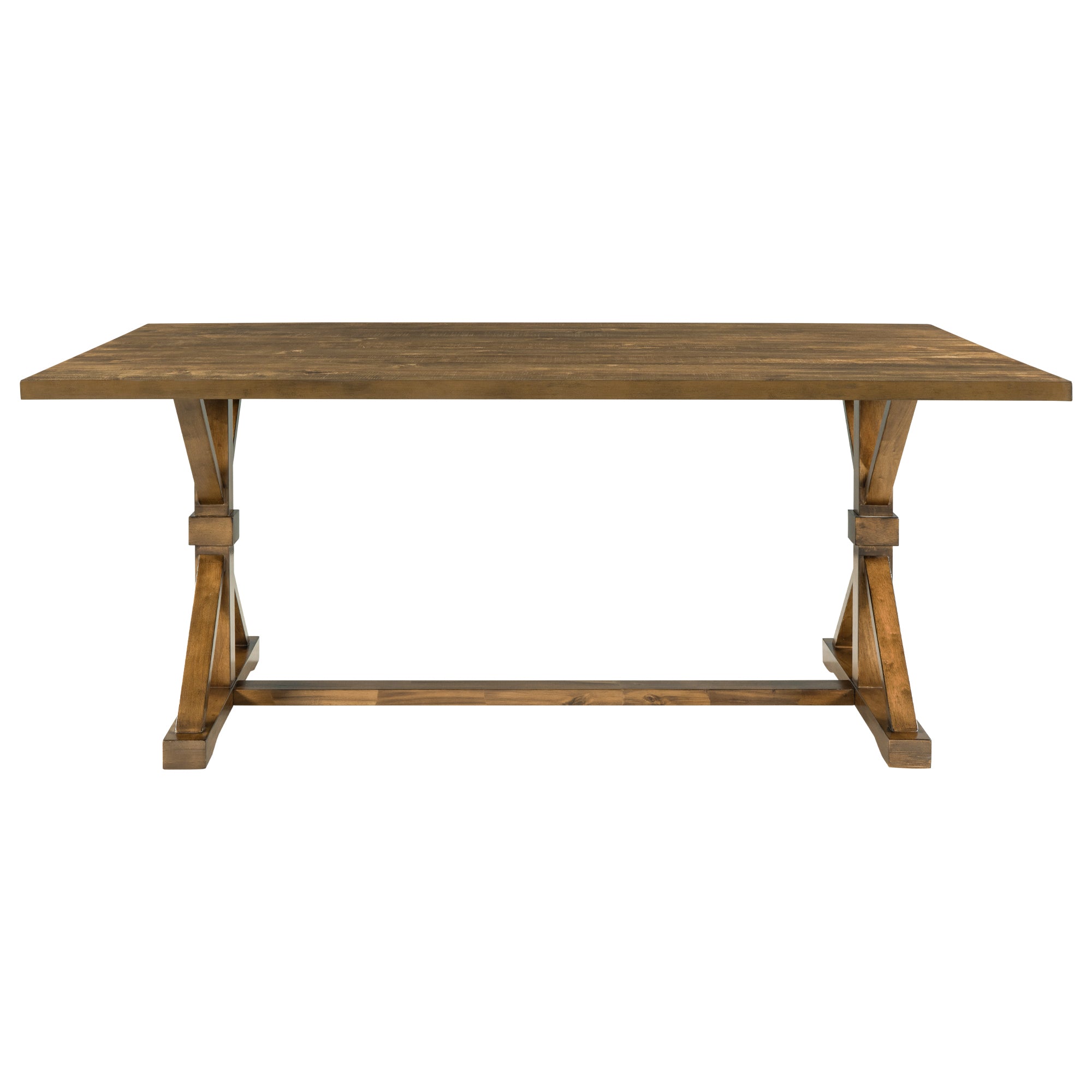 6-Piece Farmhouse Dining Table Set 72" Wood Rectangular Table, 4 Upholstered Chairs with Bench - Walnut
