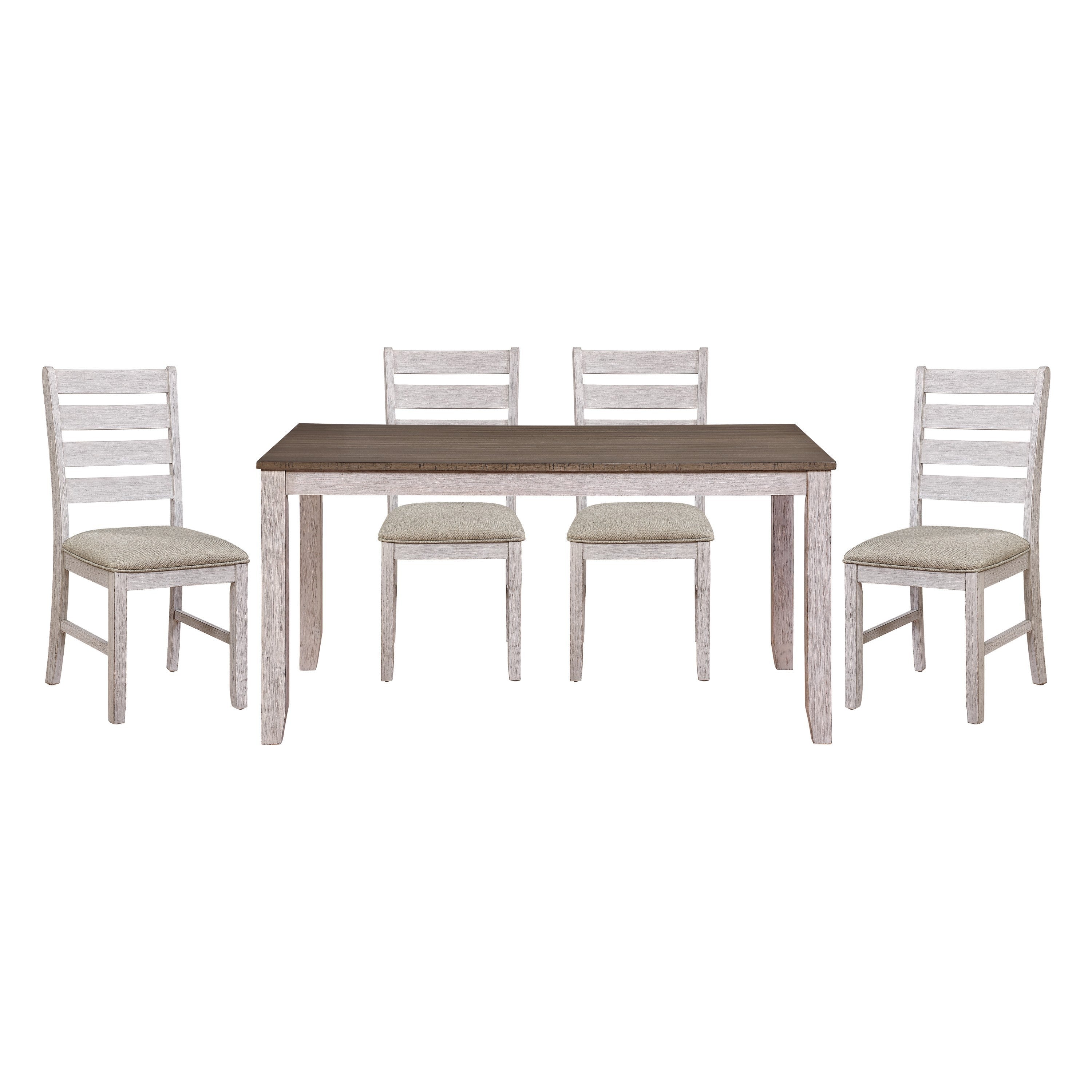 Design Rectangular 1pc Dining Table Grayish White and Brown Finish Furniture