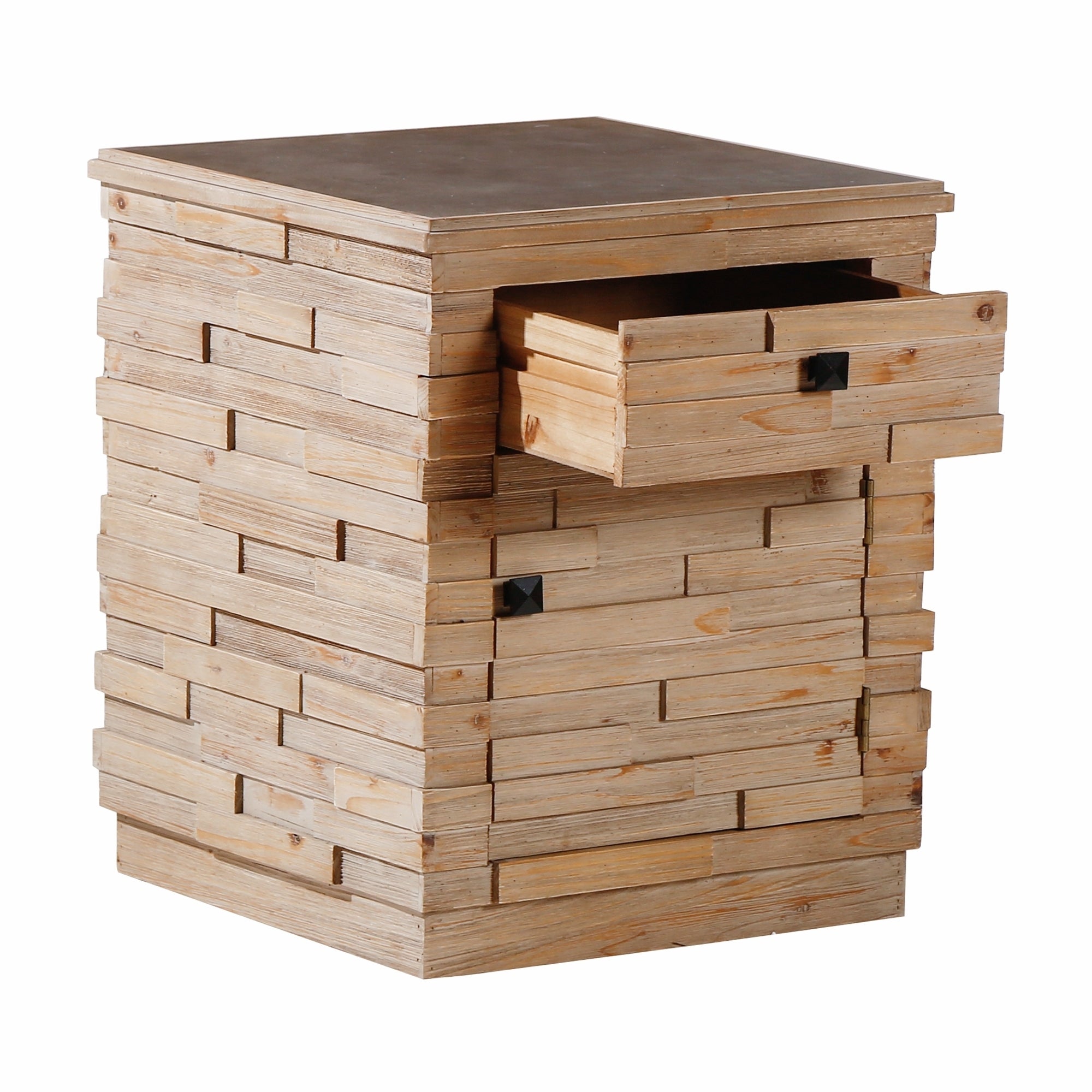 Retro Fashion Splicing Design Side Cabinet Coffee Table - Natural
