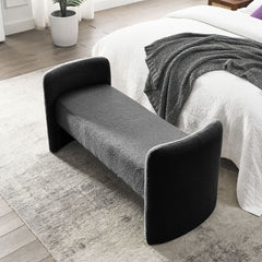 52" Bench Contemporary Design Ottoman - Black Teddy