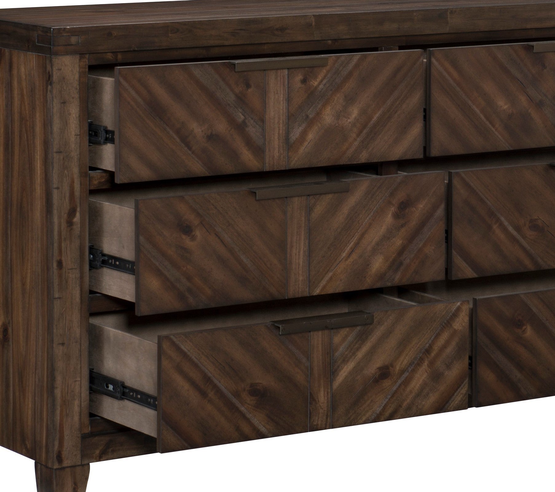 Modern-Rustic Design 1pc Wooden Dresser of 6x Drawers Distressed Espresso Finish