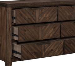 Modern-Rustic Design 1pc Wooden Dresser of 6x Drawers Distressed Espresso Finish