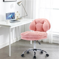 Teddy Velvet Pink Home Office Chair Bling Desk Adjustable Height Rolling Wheels - Pink