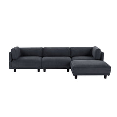 Upholstery Convertible Sectional Sofa, L Shaped Couch with Reversible Chaise - Grey