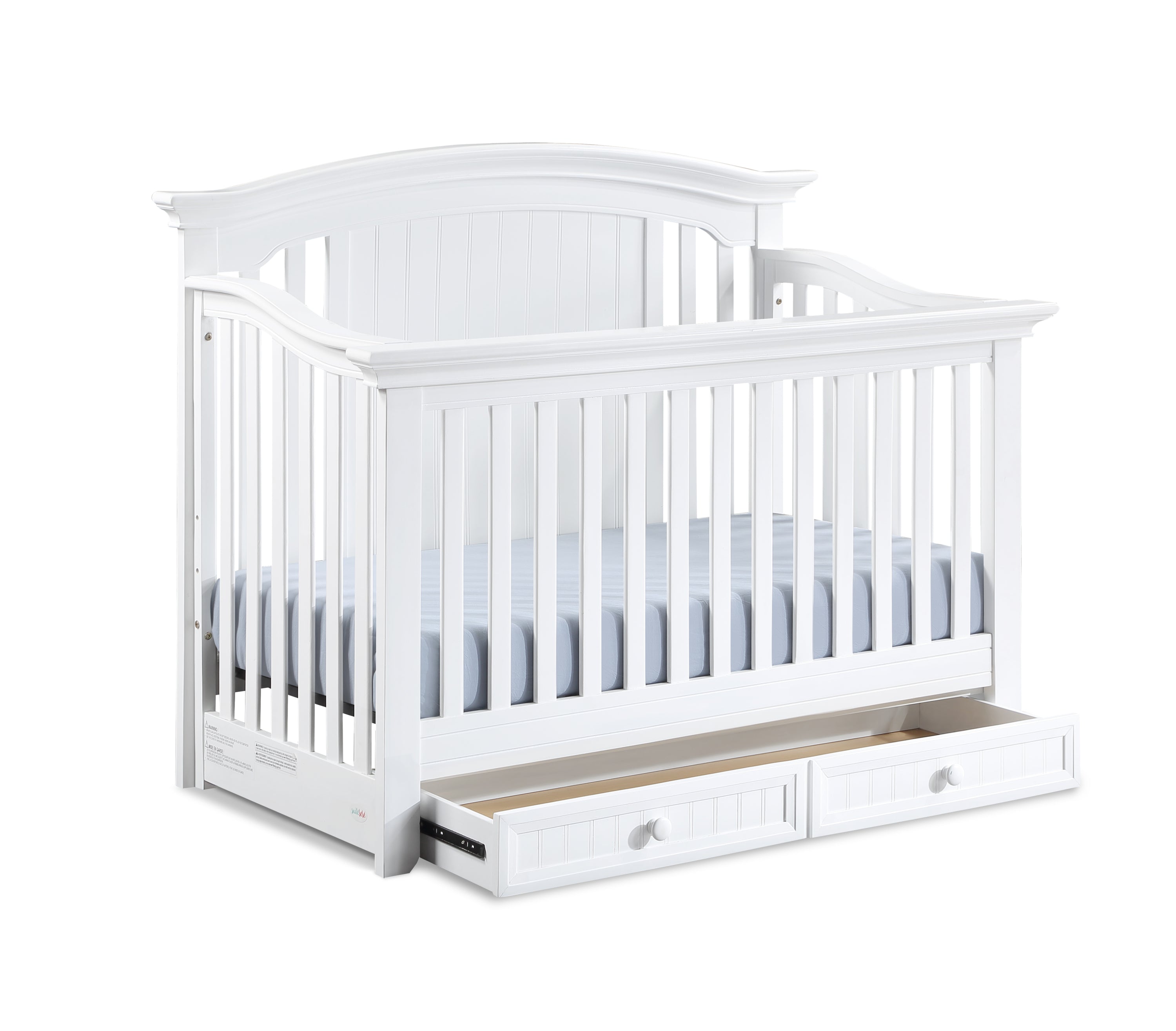 White solid Wood 4-in-1 Convertible Crib