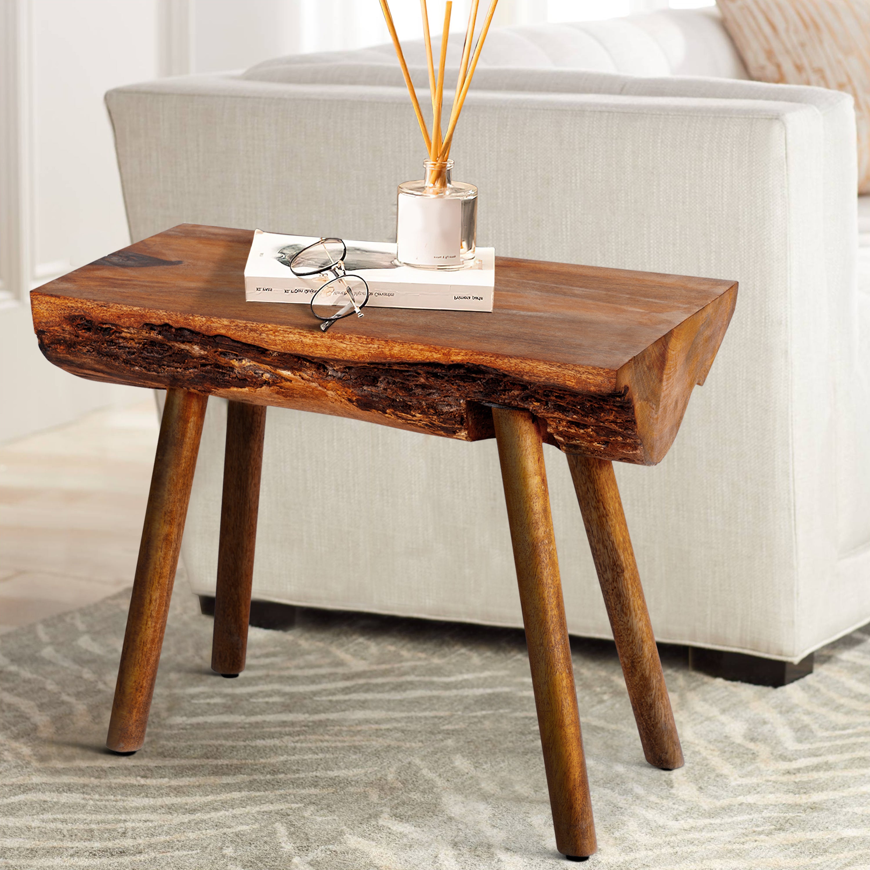 MAICOSY Small Side Tables Bedside End Tables Live Edge Rectangular Coffee Table