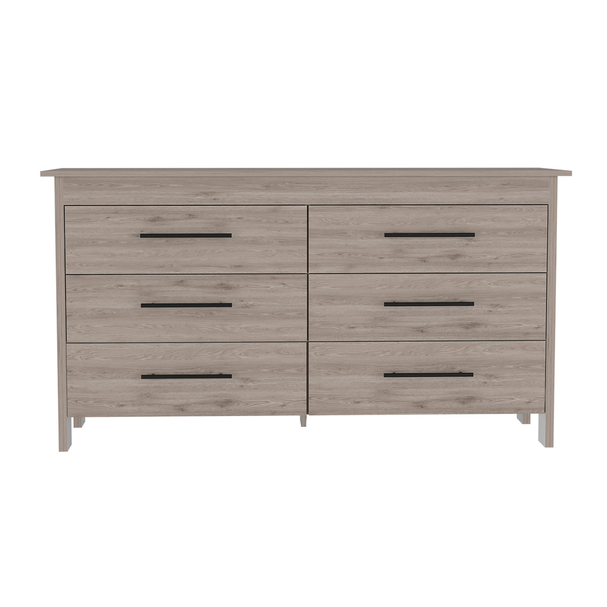 6 Drawer Double Dresser - Light Gray