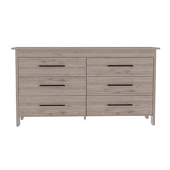 6 Drawer Double Dresser - Light Gray