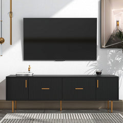 Modern TV Stand with 5 Champagne Legs, TVS Up to 75'' - Black
