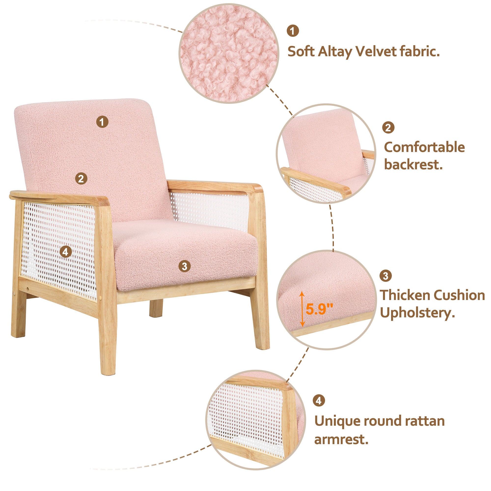 Teddy Short Plush Particle Velvet Armchair
