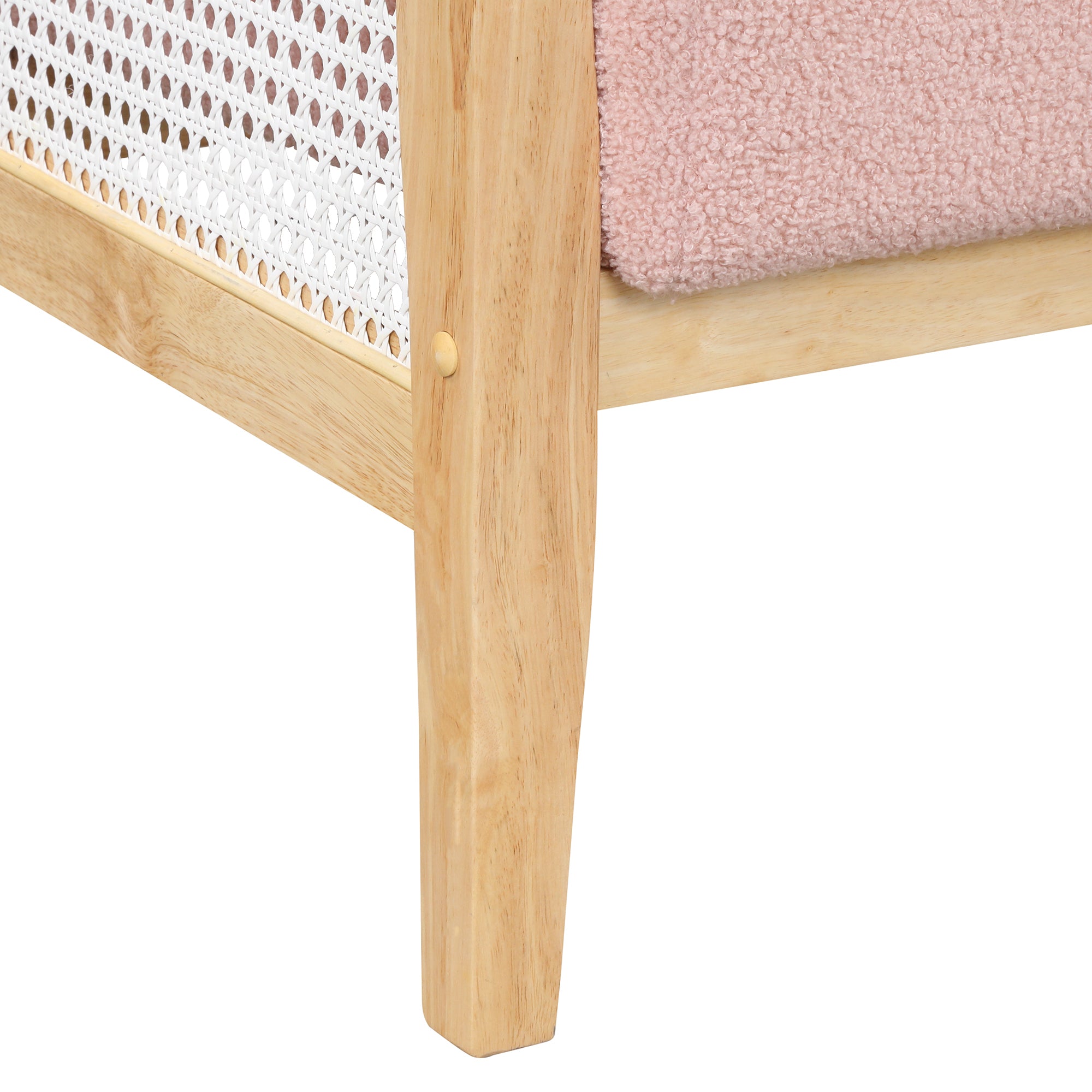 Rattan Mesh Upholstered Accent Chair, Teddy Short Plush Particle Velvet Armchair