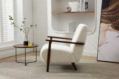 Wood Frame Modern Accent Chair Lounge Chair - White Teddy