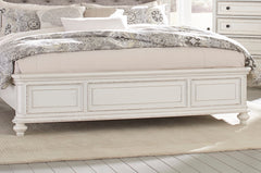 King Size Bed Button-Tufted Upholstered Headboard - Antique White Finish
