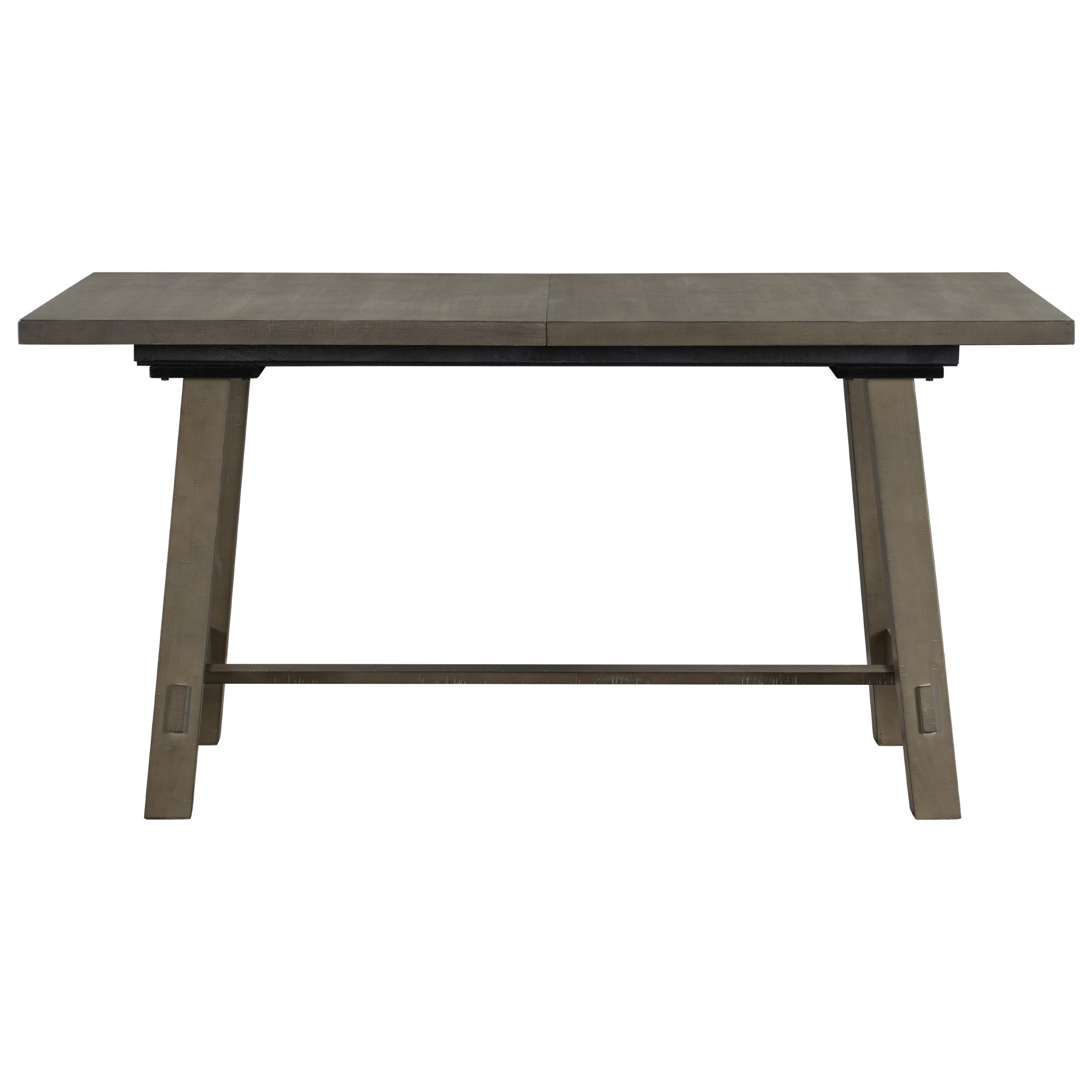 Retro Style Rectangular Dining Table Wood Extendable with 18" Leaf, Seats up to 8 - Gray
