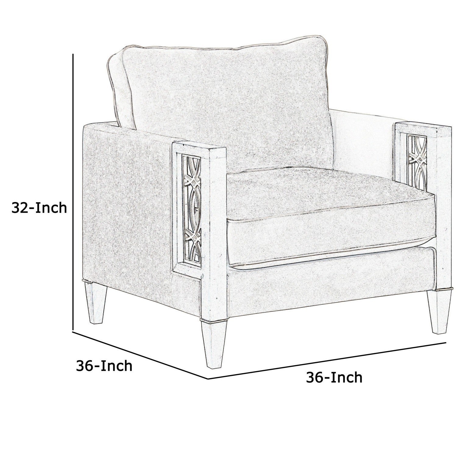 Wood and Fabric Sofa Chair with Inset Floral Design - Gray and Brown